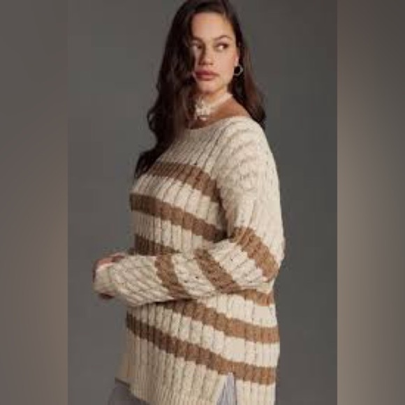Pilcro Anthropologie Longline Stitch Sweater | Color: NEUTRAL | NEW/NWOT!!🤎🤎 - Picture 7 of 12